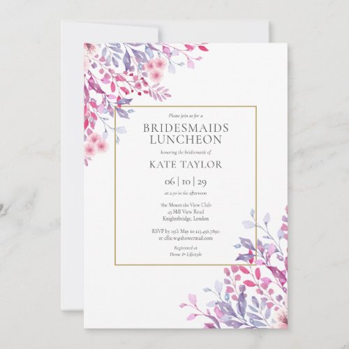 Wildflowers Floral Bridesmaids Luncheon Invitation