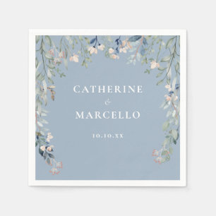 Wildflowers Floral Cascade Dusty Blue Wedding Napkins