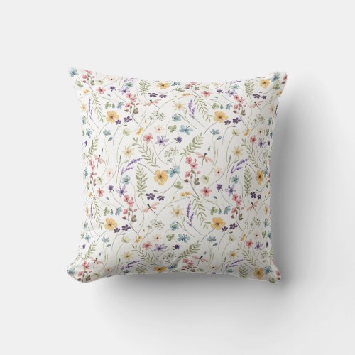 Wildflowers Floral Decor Throw Pillow