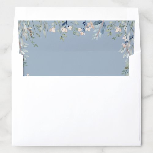 Wildflowers Floral Dusty Blue Wedding Envelope Liner