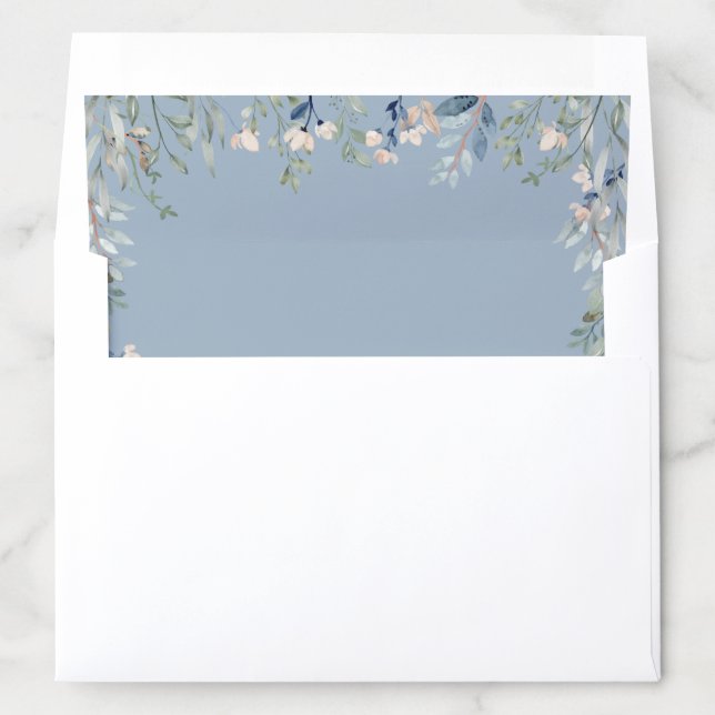 Wildflowers Floral Dusty Blue Wedding Envelope Liner (In Envelope)