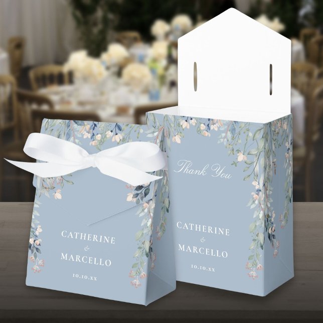 Wildflowers Floral Dusty Blue Wedding Favor Boxes (Wildflowers Floral Dusty Blue Wedding Favor Box)