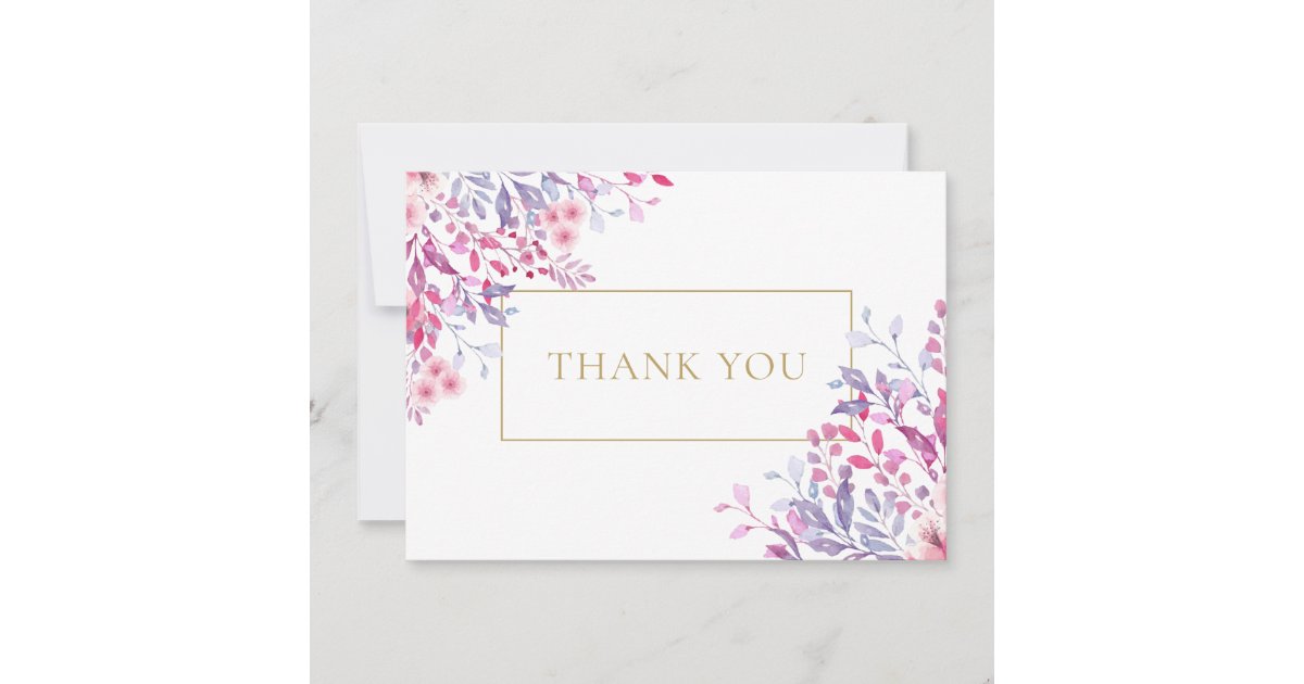 Wildflowers Floral Elegant Gold Geometric Thank You Card | Zazzle Wildflowers Floral Elegant Gold Geometric  Thank You Card | Zazzle