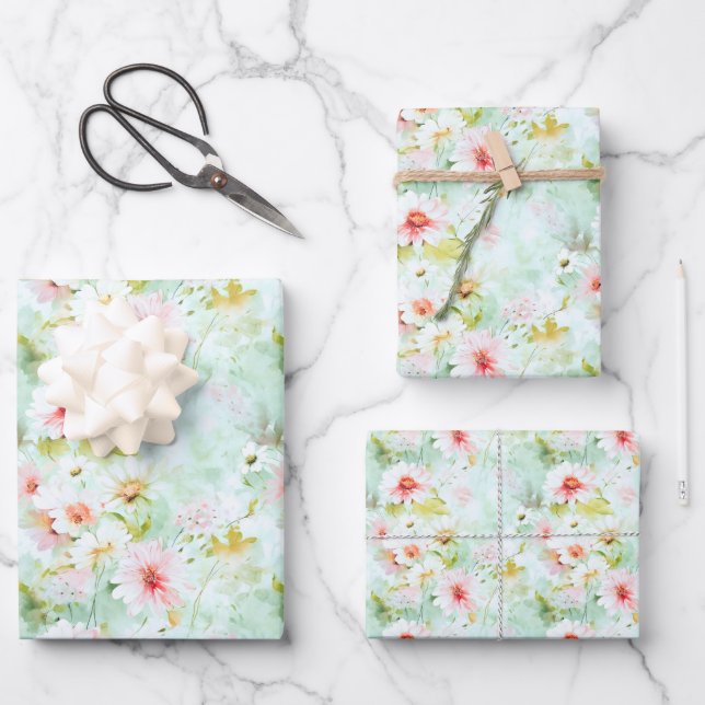 Wildflowers Floral Elegant Meadow Wrapping Paper Sheets (Front)