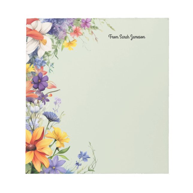 Wildflowers Floral Garden Personalized  Notepad (Front)