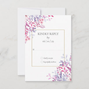 Wildflowers Floral Gold Geometric Wedding RSVP Card