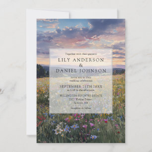 Wildflowers Floral Meadow All In One Wedding Invitation