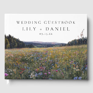 Wildflowers Floral Meadow Wedding Photo Guest Book