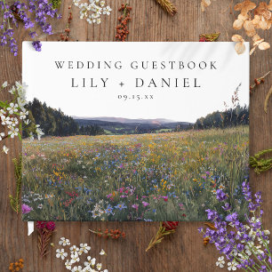 Wildflowers Floral Meadow Wedding Photo Guest Book
