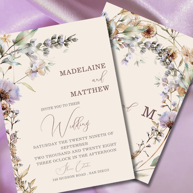 Wildflowers  Floral Modern Elegant Wedding Invitation (Creator Uploaded)