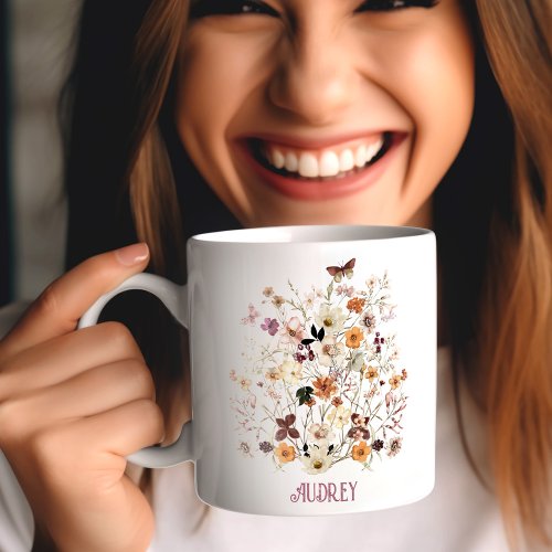 Wildflowers Floral Name monogram Coffee Mug