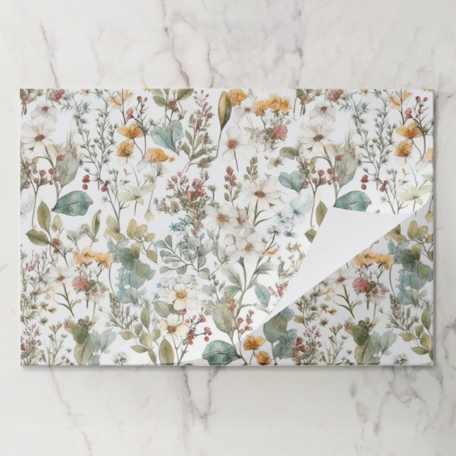 Wildflowers Floral Paper Placemats (Folded)