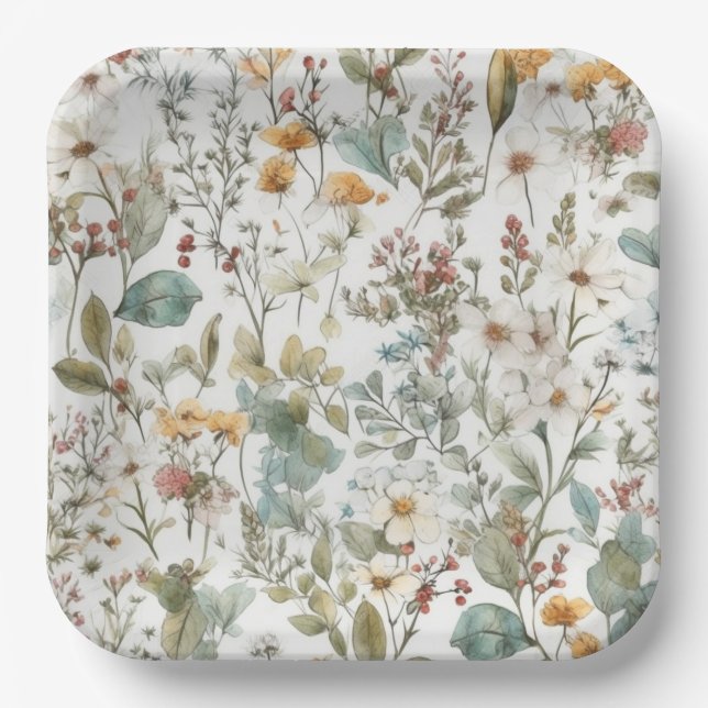 Wildflowers Floral Paper Plates (Front)