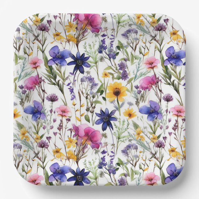 Wildflowers Floral Paper Plates (Front)