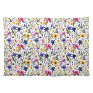 Wildflowers Floral Pink Purple Cloth Placemat