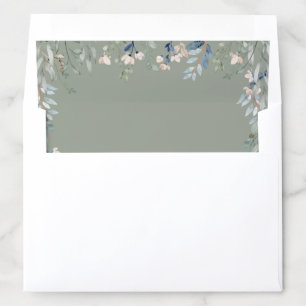 Wildflowers Floral Sage Green Wedding Envelope Liner