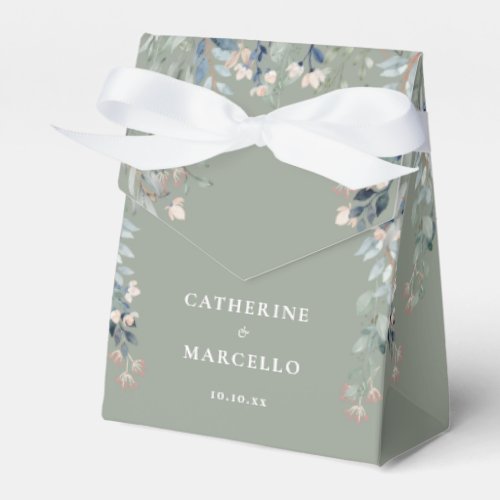 Wildflowers Floral Sage Green Wedding Favor Boxes