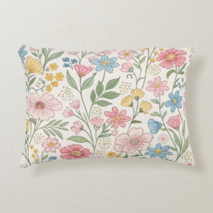 Wildflowers Floral Summer Pattern Accent Pillow