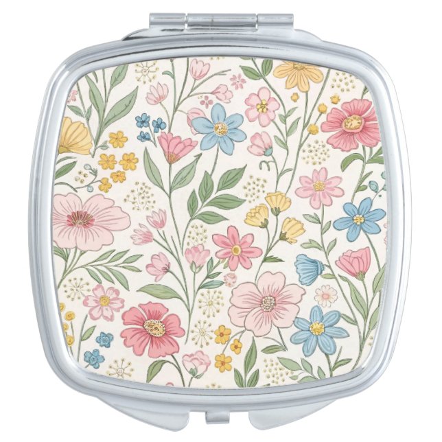 Wildflowers Floral Summer Pattern Compact Mirror (Front)