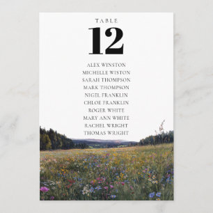 Wildflowers Floral Table Number Seating Chart