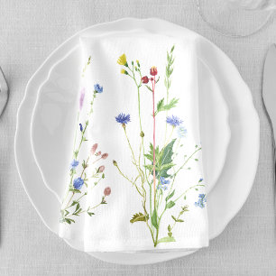 Wildflowers Floral Watercolor   Cloth Napkin