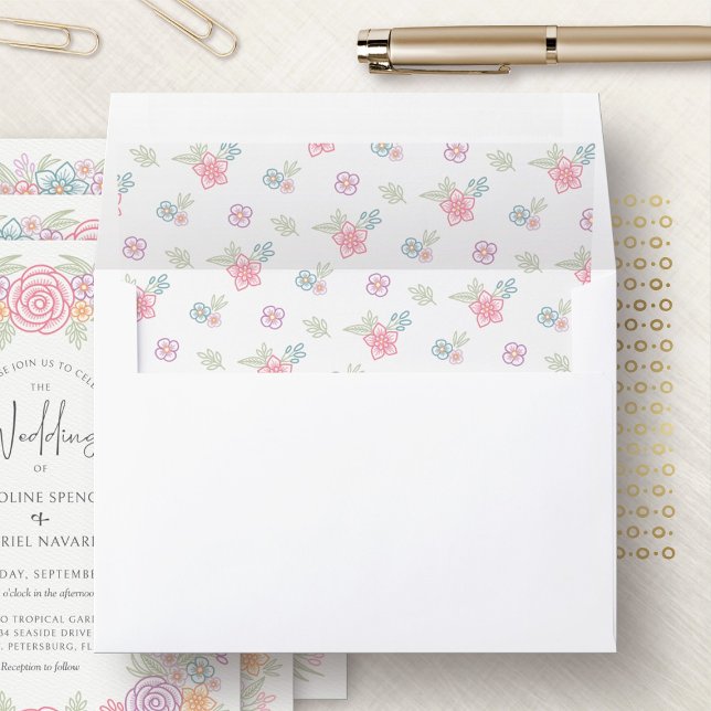 Wildflowers Floral Wedding Envelope Liner (Creator Uploaded)