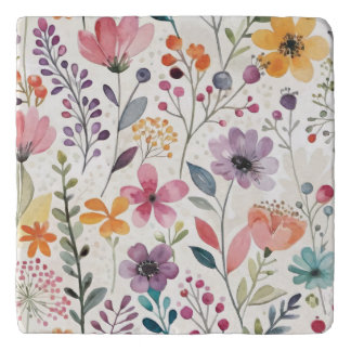 Wildflowers Floral Whimsical Pattern Trivet