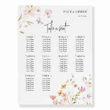 Wildflowers Floral White Wedding Seating Chart 