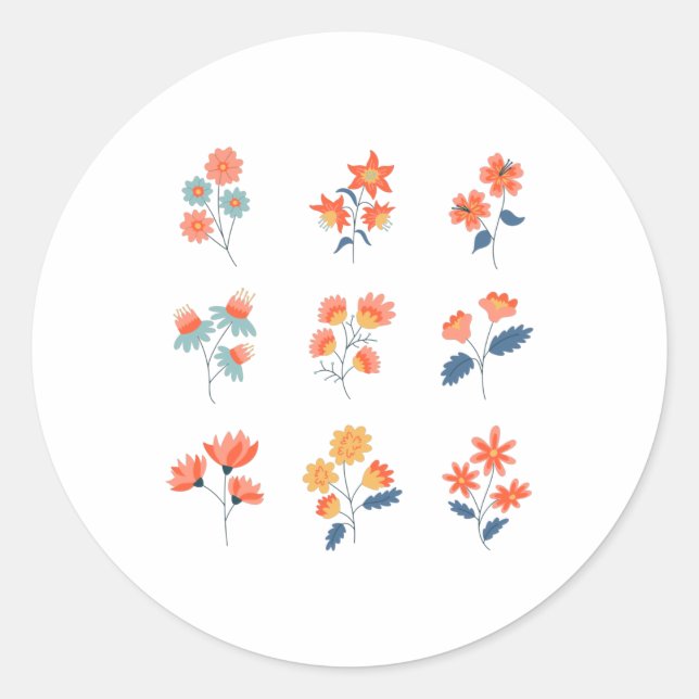 Wildflowers Flowers Botanical Classic Round Sticker (Front)