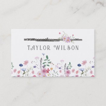 Wildflowers Flute Business Card by musickitten at Zazzle