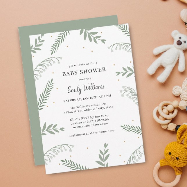 Wildflowers Foliage Gender Neutral Baby Shower Invitation (Creator Uploaded)