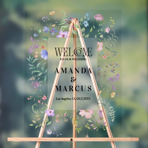 Wildflowers Frame Flowers Wedding Welcom Sign