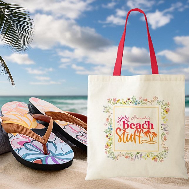  Wildflowers frame personalized beach stuff Tote Bag (Creator Uploaded)