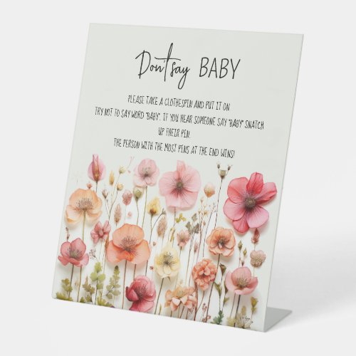 Wildflowers Garden Baby Shower Game Dont say baby Pedestal Sign