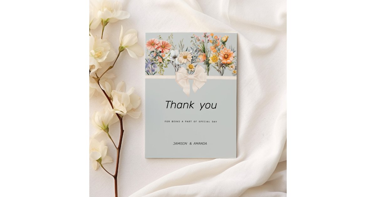 Wildflowers garden botanical floral Thank You Invitation | Zazzle