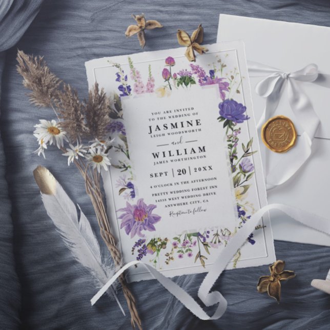 Wildflowers Garden Elegant Modern Rustic Wedding Invitation (Creator Uploaded)