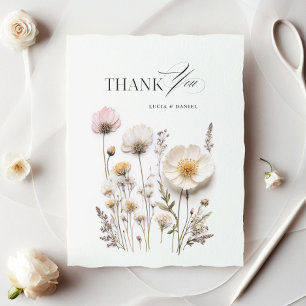 Wildflowers Garden Elegant Wedding Thank You Card