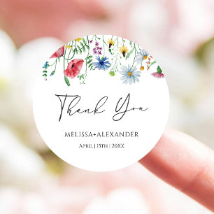 Wildflowers Garden Florals Wedding Classic Round Sticker