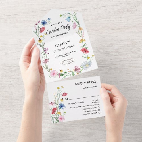 Wildflowers Garden Party Birthday All In One Invitation