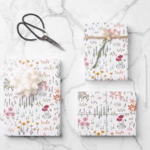 Wildflowers Garden Pattern Wrapping Paper Sheets