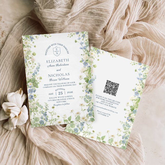 Wildflowers Garden QR Code Wedding Invitation (Creator Uploaded)