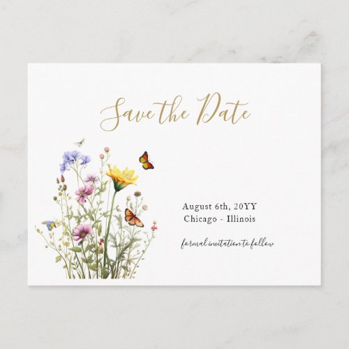 Wildflowers garden save the date postcard