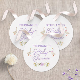 Wildflowers Geese Watercolor Baby Shower Favor Tags