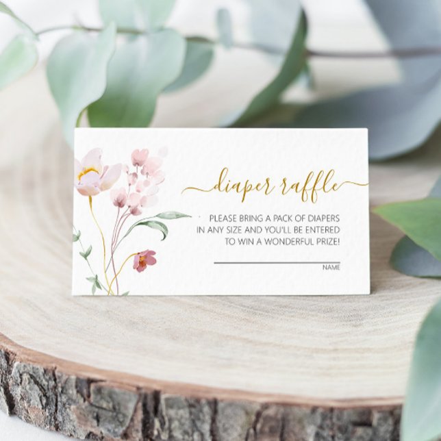 Wildflowers Gentle Baby Shower Diaper Raffle Enclosure Card (Creator Uploaded)
