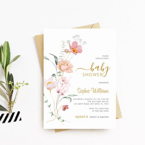 Wildflowers Gentle Baby Shower Invitation