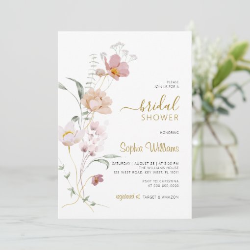 Wildflowers Gentle Bridal Shower Invitation Zazzle