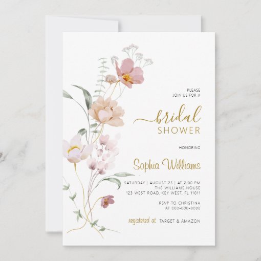 Wildflowers Gentle Bridal Shower Invitation Zazzle