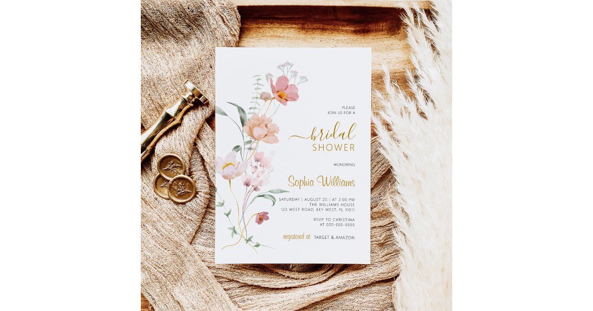 Wildflowers Gentle Bridal Shower Invitation Zazzle 2713