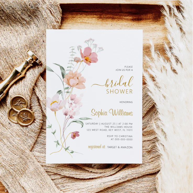 Wildflowers Gentle Bridal Shower Invitation Zazzle