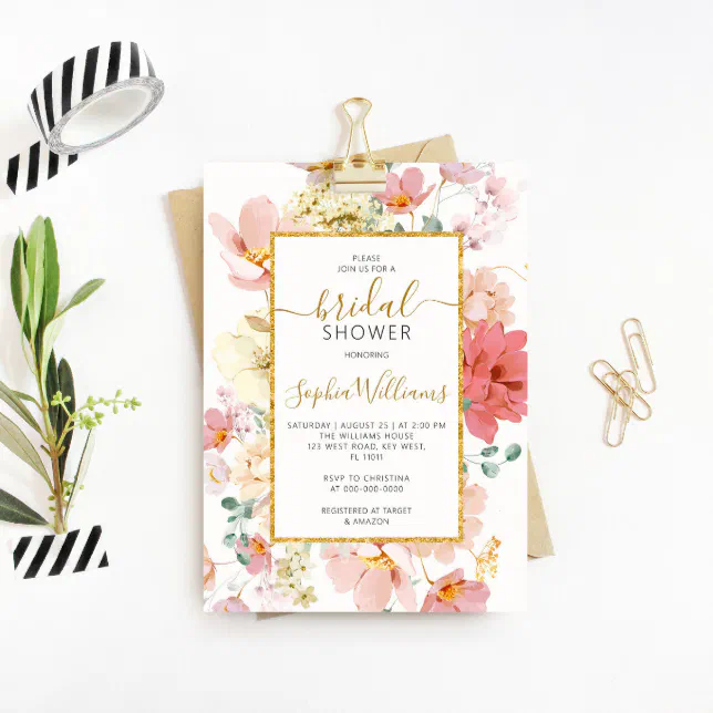 Wildflowers Gentle Floral Bridal Shower Invitation Zazzle